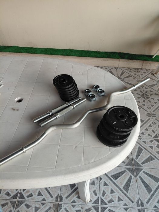 Kit Musculaçao 20kg mais Barra W com presilhas