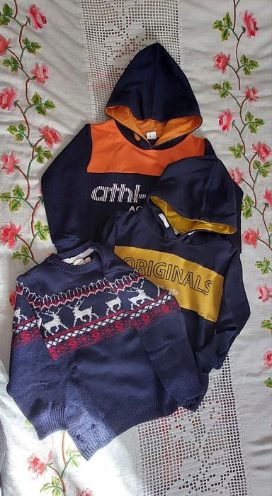 Lote 2 sweats e camisola de malha - 4/5 anos