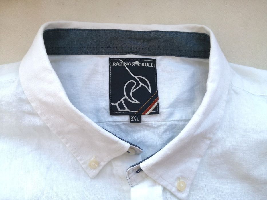 Сорочка 3XL-4XL лляна біла Raging  чоловіча стильна  святкова високий
