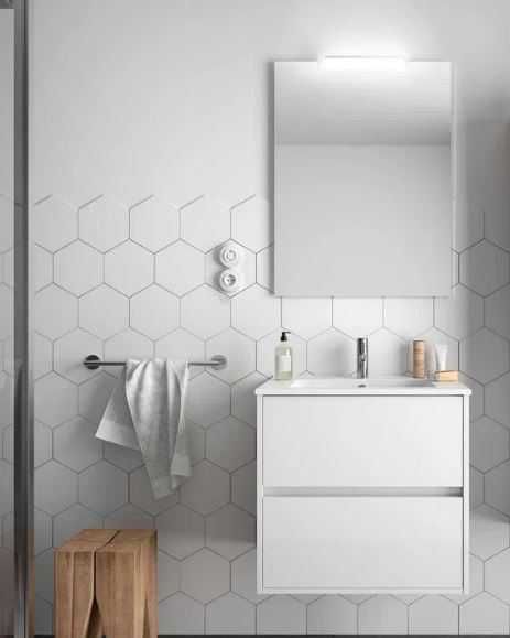 Zestaw szafka łazienkowa, umywalka, lustro, kinkiet - poekspozycyjne