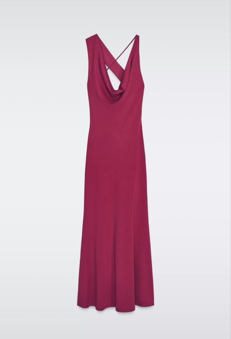 Malinowa luźna długa sukienka long dress  Zara