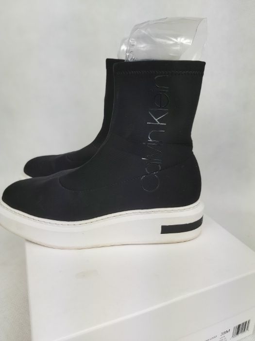 Ekskluzywne botki CALVIN KLEIN strecz półbuty kozaki 38 platforma czar