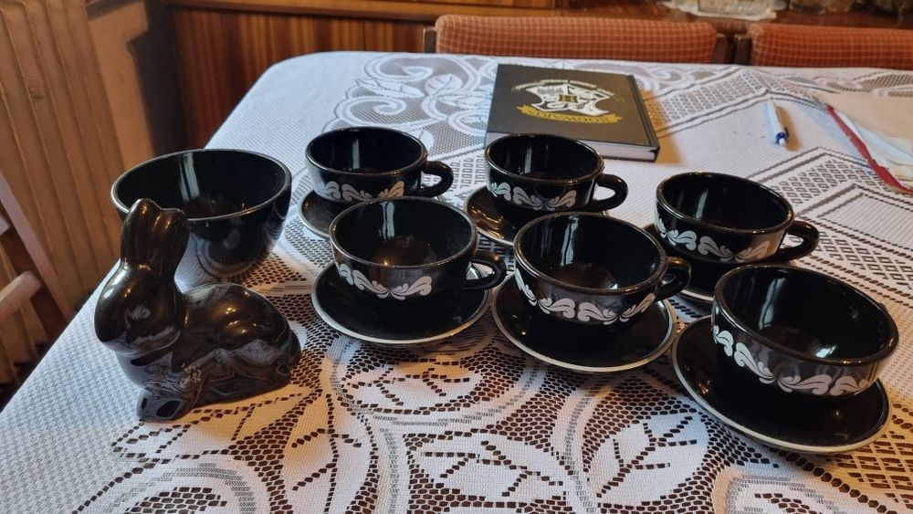 Filiżanki zastawa PRL vintage zestaw serwis kawowy