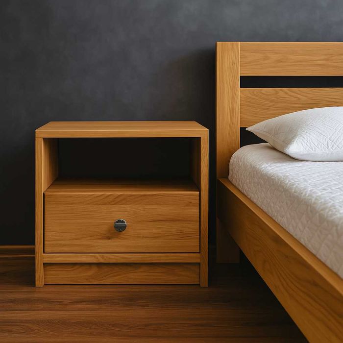 Szafka Nocna Dębowa, Szuflada, Loft, Lite Drewno.