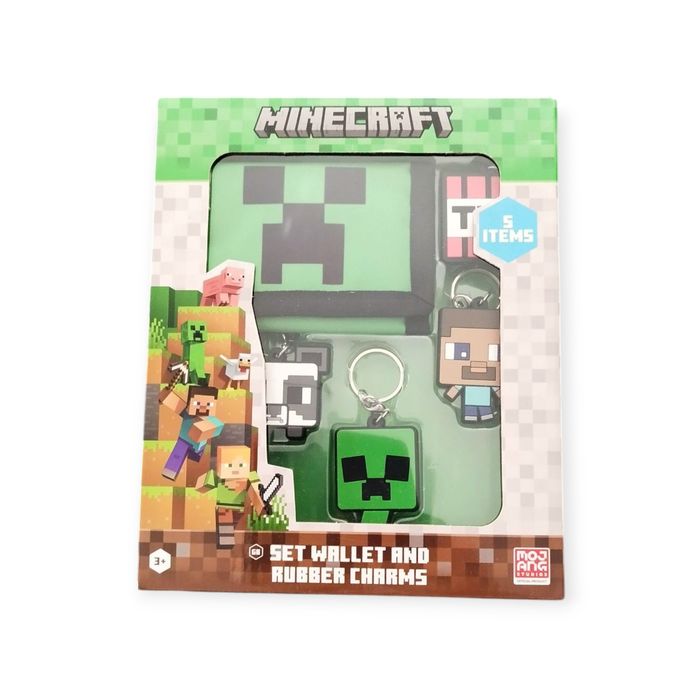Minecraft portfel + 4 bryloki zestaw  upominkowy