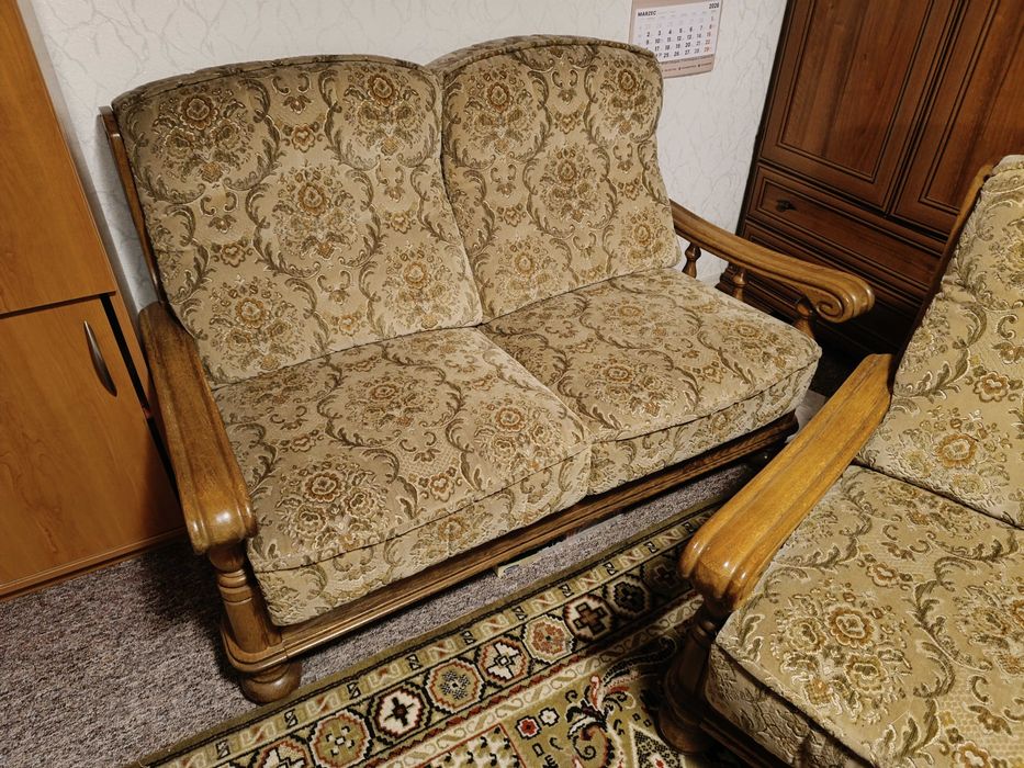 komplet wypoczynkowy,  dębowy