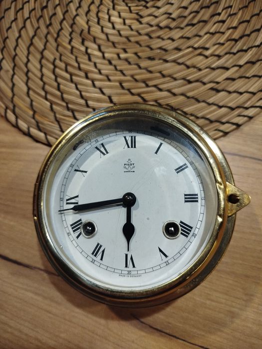 Zegar okrętowy PILOT Marine mosiądz  mechaniczny Vintage  Germany
