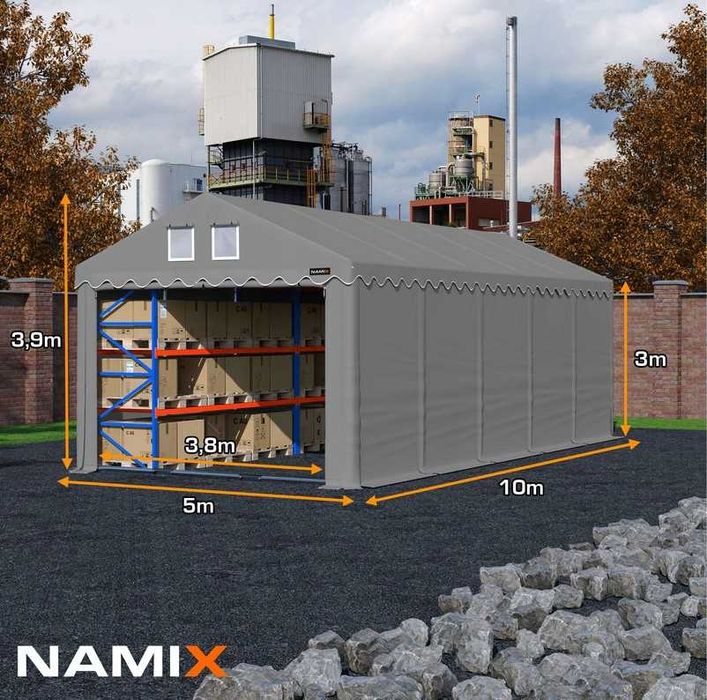 Namiot PRESTIGE 5x10-3m przemysłowy magazynowy MOCNY PVC 560g