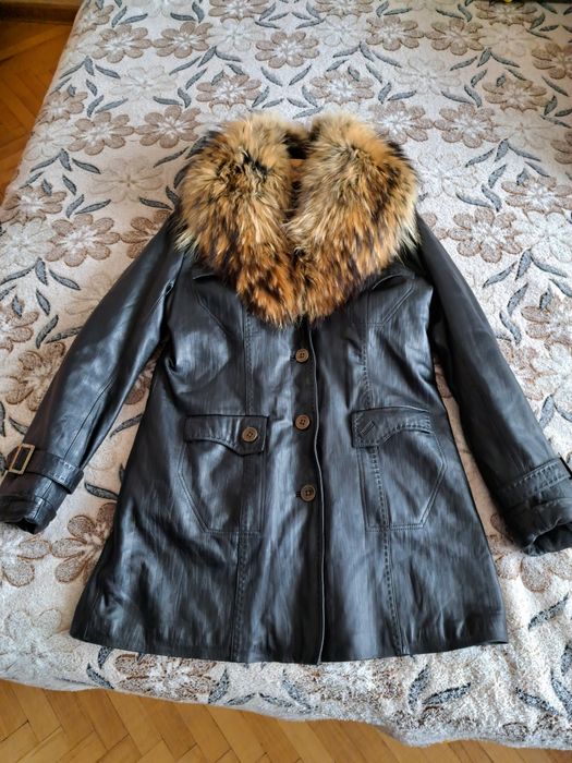 Шкіряна чорна  куртка ,осінь-зима, 5xl розмір