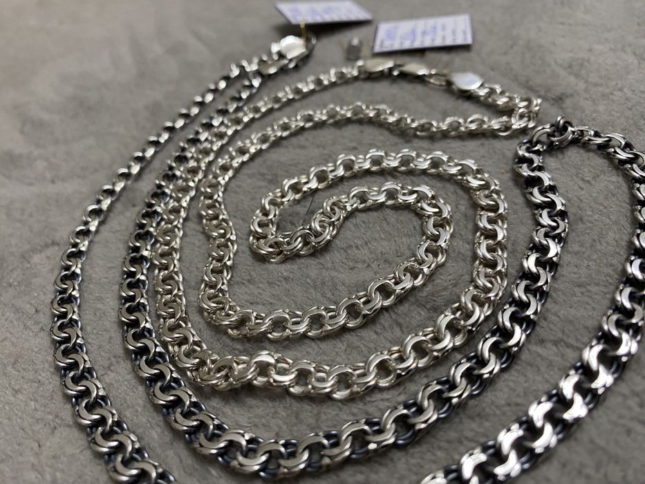 Серебрянные цепочки 925 проби плетение  Бисмарк 55,60,65см,ширина 6мм