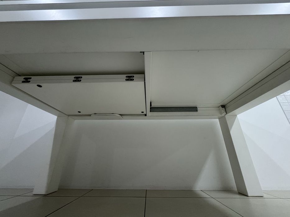 Mesa de sala em madeira lacada branca nova + conjunto de 6 cadeiras