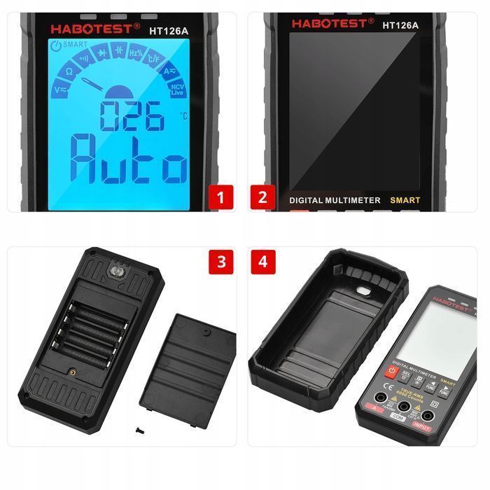 Cyfrowy Multimetr Uniwersalny NCV RMS Live Test Termopara Temp.latarka