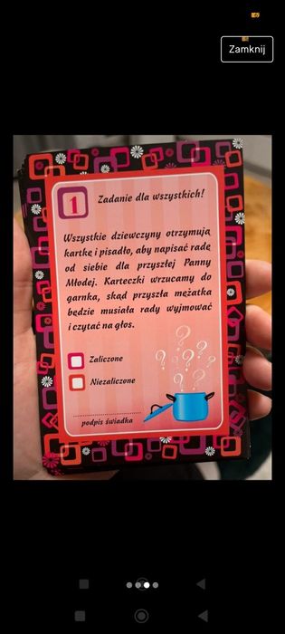 Karty z zadaniami na wieczór panieński