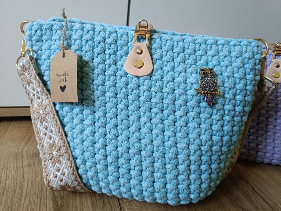 Listonoszka ze sznurka nowa torebka rękodzieło sówka Handmade