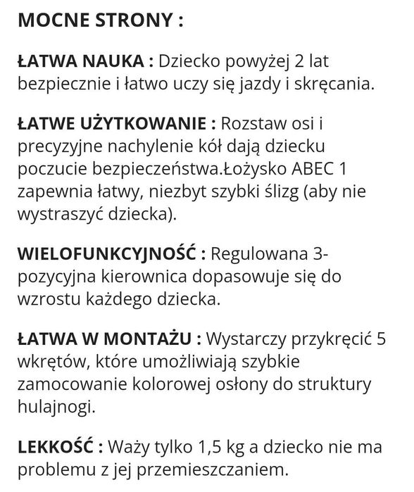 HULAJNOGA TRÓJKOŁOWA dla dzieci 2-4 lata