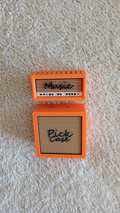 Conjunto 2 Porta Palhetas (10 Palhetas Cada) Amplificador Cabeço Coluna (Preto e Laranja)
