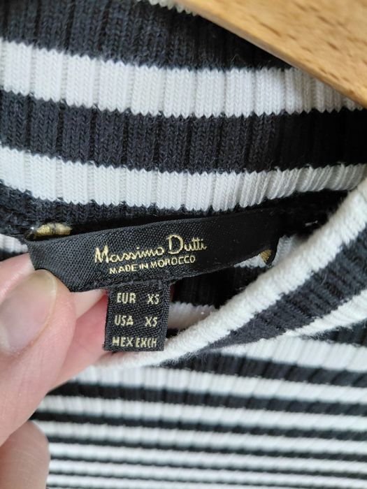 Prążkowany półgolfik Massimo Dutti w czarno białe paski xs