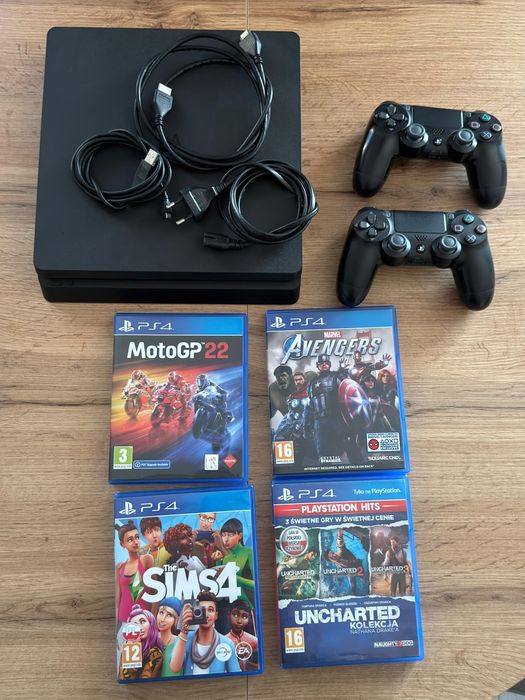 PlayStation 4 Slim + 2 pady + 6 gier  GOTOWY ZESTAW