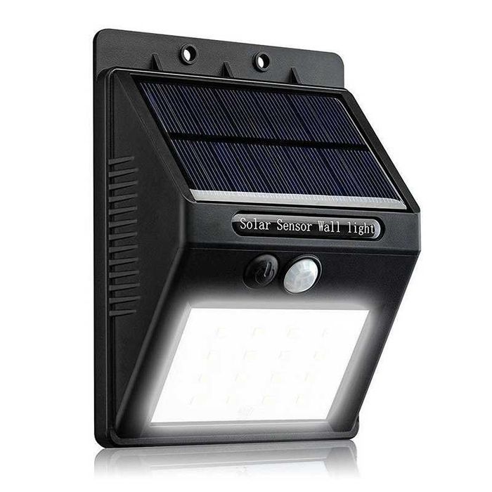 Candeeiro solar sensor movimento 20 LED p/ exterior