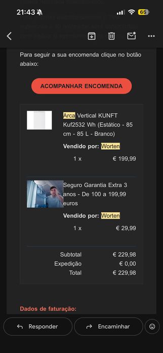 Arca Vertical KUNFT Kuf2532 Wh (Estático - 85 cm - 85 L - Branco)