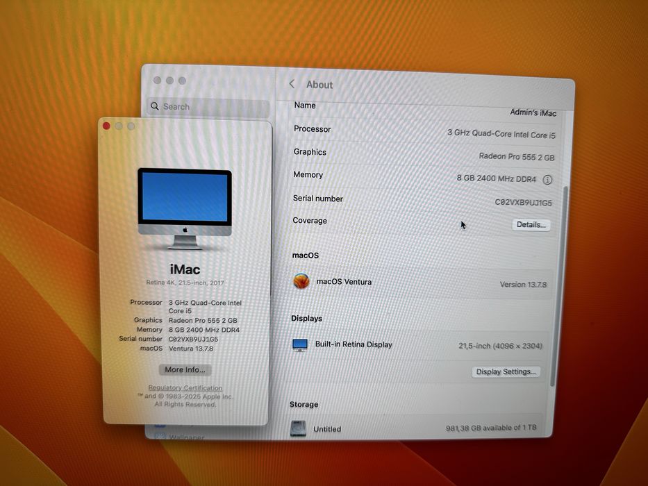 iMac 2017 21 дюйми, RETINA, 4k, 8/1000gb — топова ціна