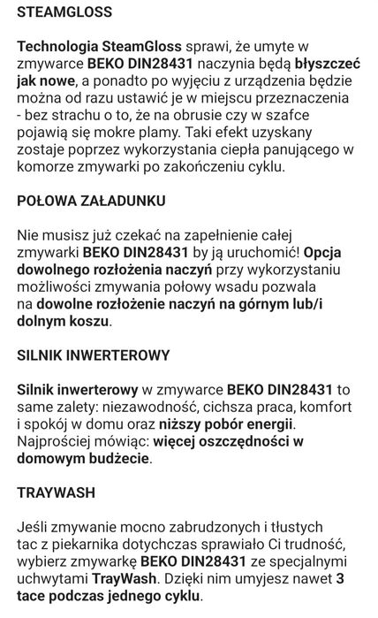 Zmywarka Beko do zabudowy