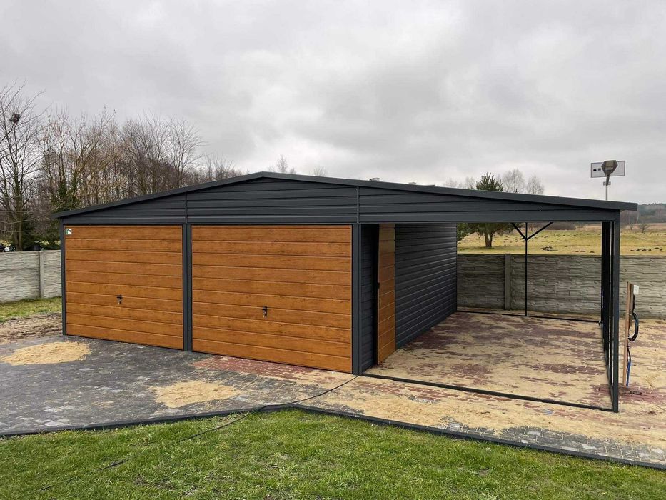 Garaż blaszany wiata Wzmocniony PROFILAMI. Producent SZYBKA REALIZACJA