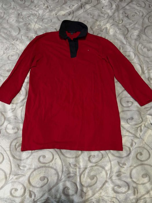 Nowa czerwona sukienka polo Tommy Hilfiger krótki rękaw wyszywane logo L