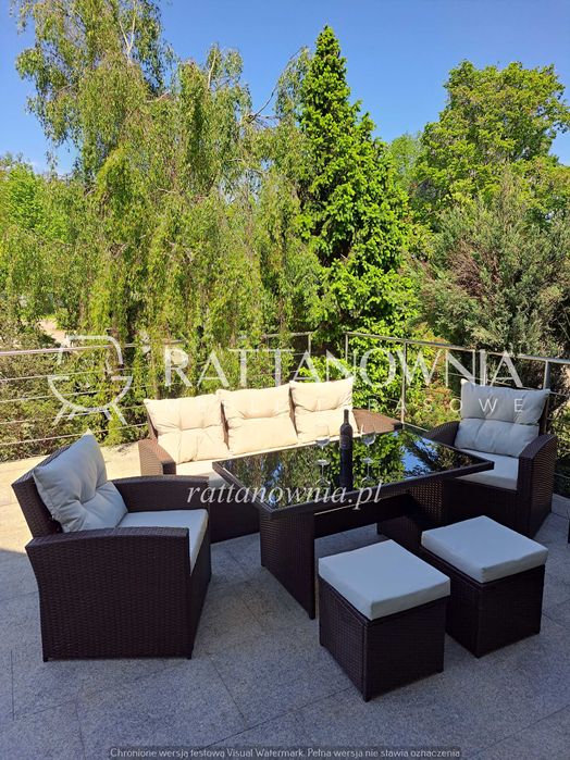 Komplet Mebli Ogrodowych Brąz Technorattanowych Zestaw na Taras/Ogród
