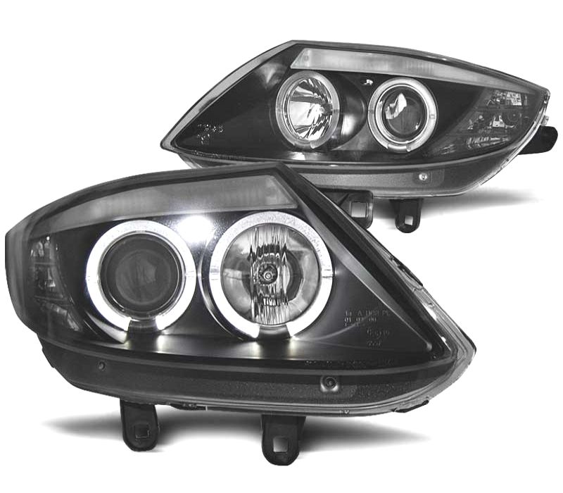 FARÓIS BMW Z4 E85 03-09 ANGEL EYES FUNDO PRETO LED