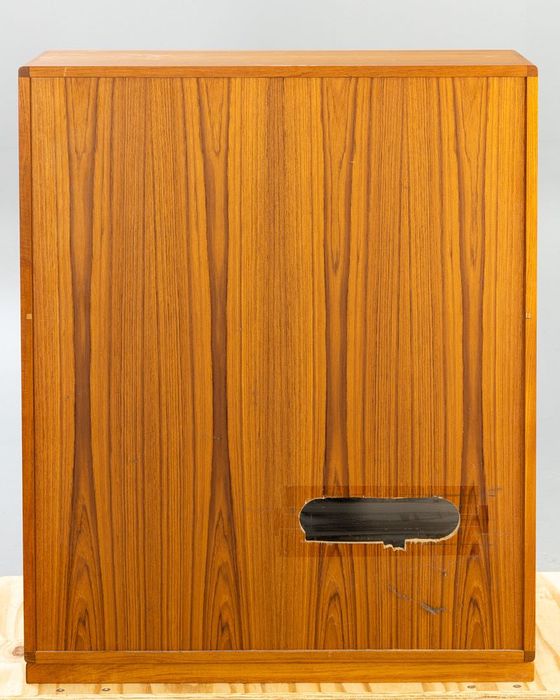 Sekretarzyk | biurko tekowe  DYRLUND DENMARK 70s - roletki / żaluzje