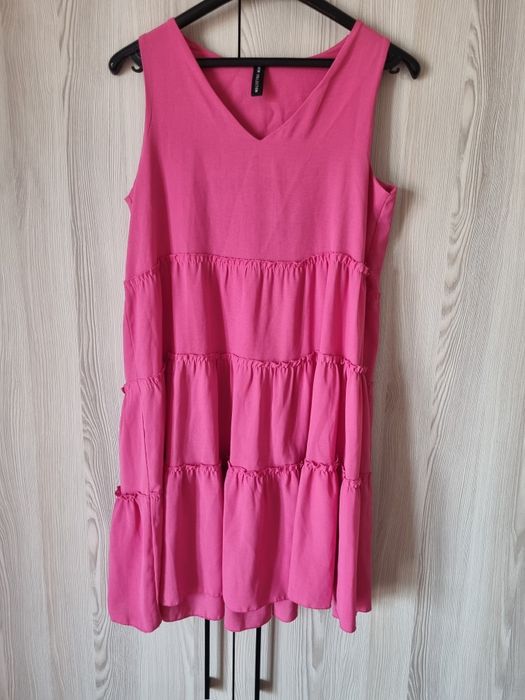 sukienka, fuksja, wesele, tańce, impreza, lato, urlop, one size, M/L/S