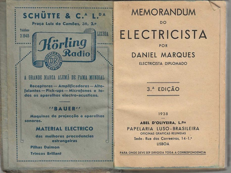 Memorandum Do Electricista – Ed.1938