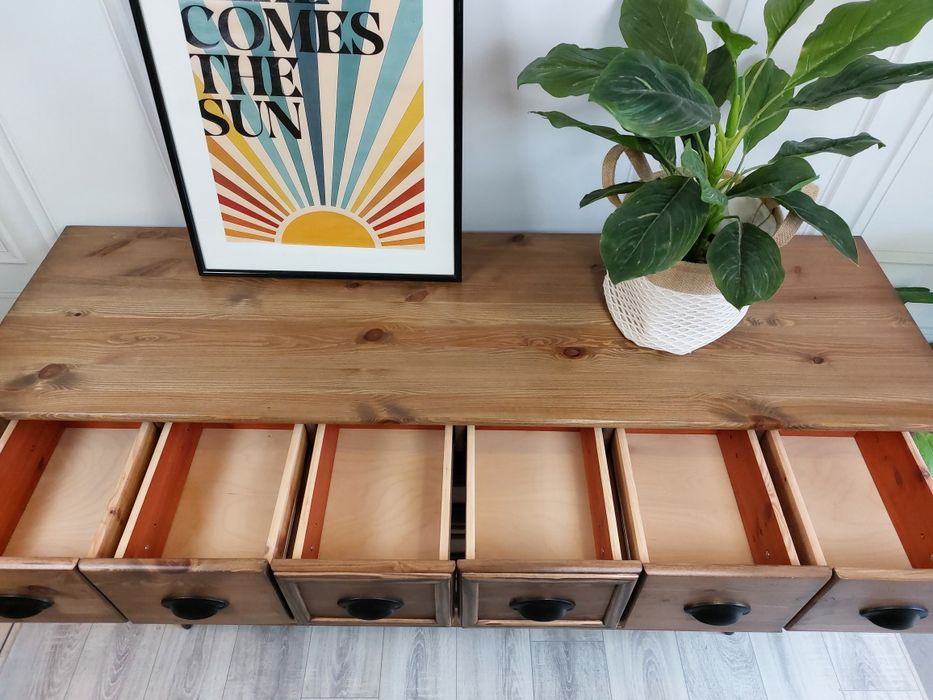 Duża drewniana komoda biblioteczna apteczna