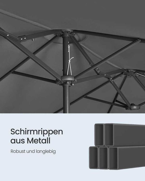 Nowy parasol ogrodowy / 394 x 200cm / ochrona UV / SONGMICS / W1222!