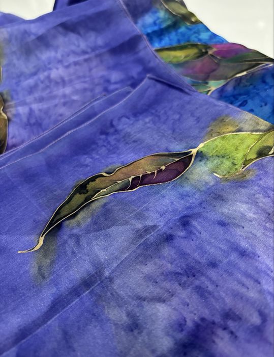 Apaszka ręcznie malowana unikat vintage 100% silk jedwab seta