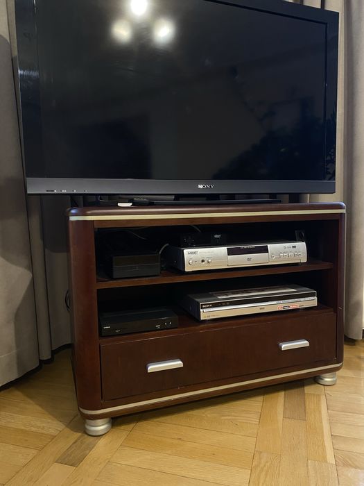 Szafka RTV w kolorze ciemnego drewna (92/47/64,5cm)