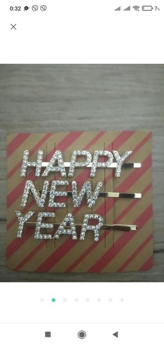 Набор из 3-х новогодних заколок Happy New Year
