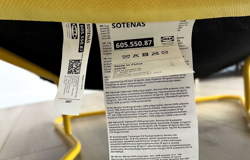 Fotel ikea sotenas żółty retro vintage krzesło