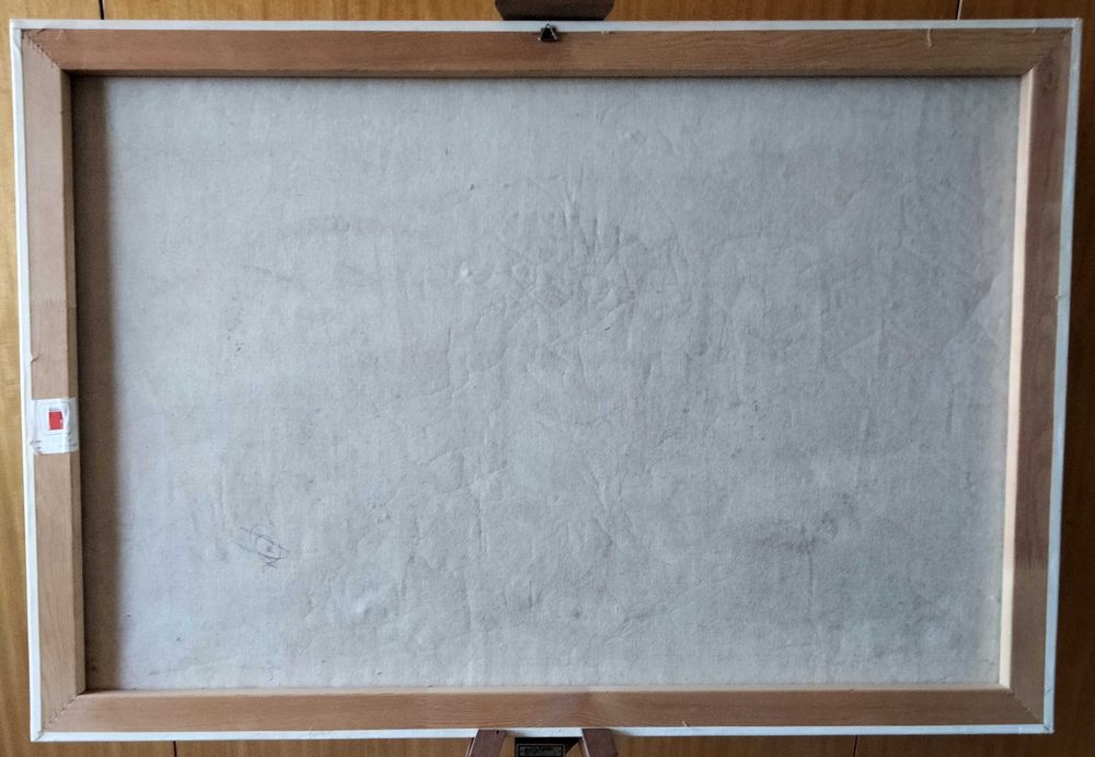 Pintura a óleo sobre tela vintage de William Moninet - Palhaços