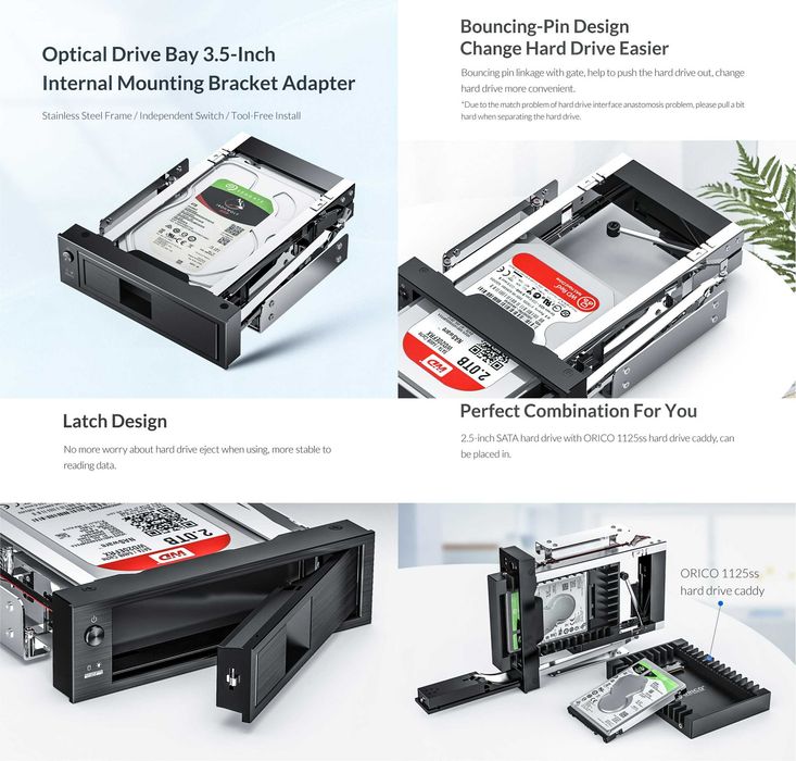 Фрейм переходник на 1 - 6 дисков 2,5" и 3,5" HDD SSD U.2/SAS/SATA
