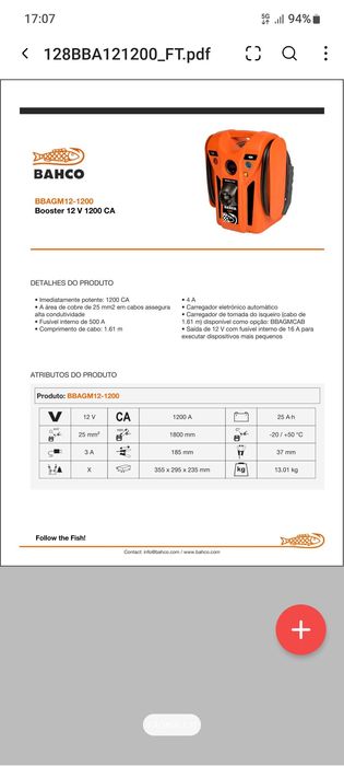 Arrancador/Carregador baterias 12 V