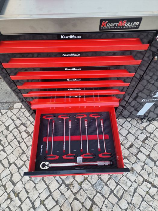 Carinho de ferramentas 7 gavetas cheias como ferramentas