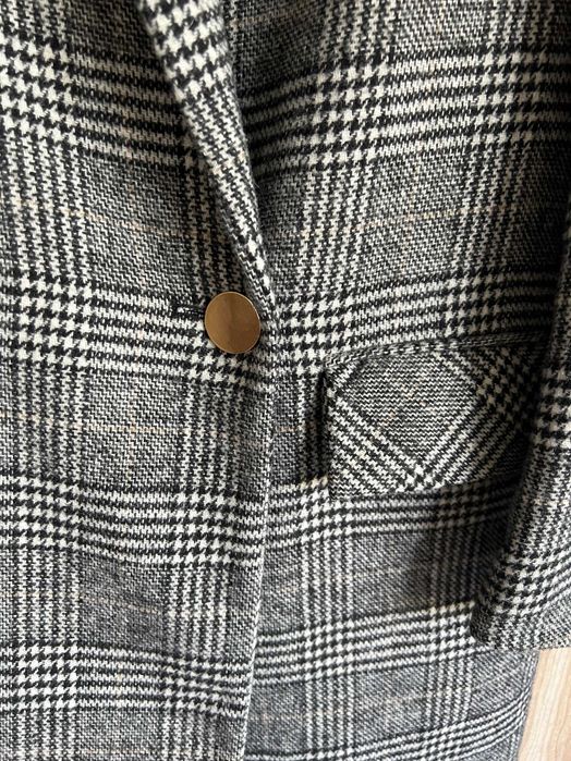 ZARA szary płaszcz w kratę XS - 34