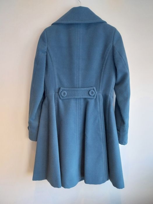 Casaco comprido azul petróleo