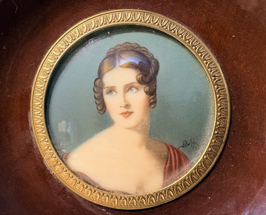 Lindissima antiga pintura miniatura - retrato de Pauline Bonaparte