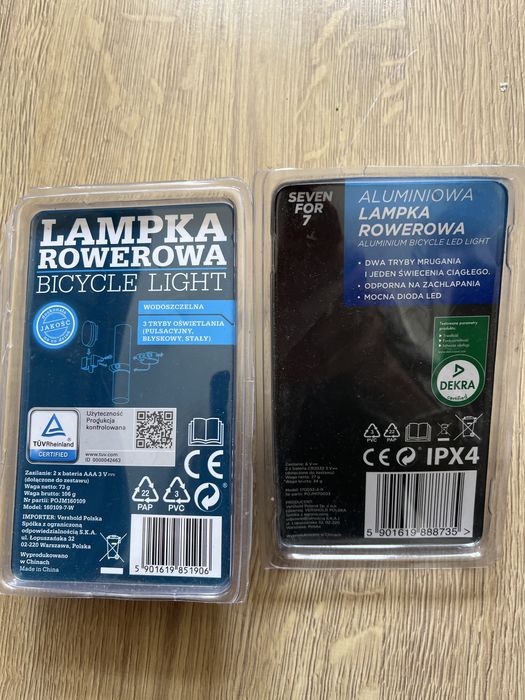 Lampki rowerowe, dwie.