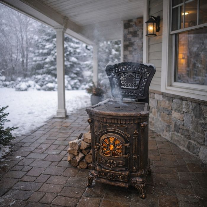 Чугунная печь камин 9 кВт обогрев до 100 м.кв