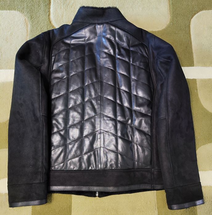 Мужская кожаная куртка на натуральном меху из овчины.