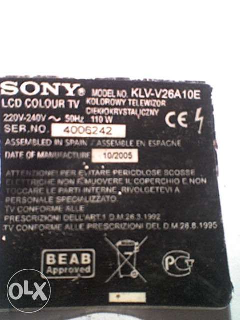Peças Do Lcd Sony KLV-V26A10E